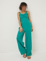 FatFace Green Linen Vic Jumpsuit - Image 1 of 5