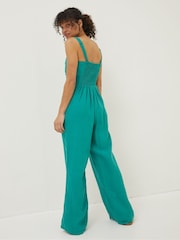 FatFace Green Linen Vic Jumpsuit - Image 2 of 5