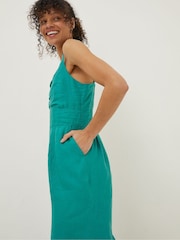 FatFace Green Linen Vic Jumpsuit - Image 4 of 5