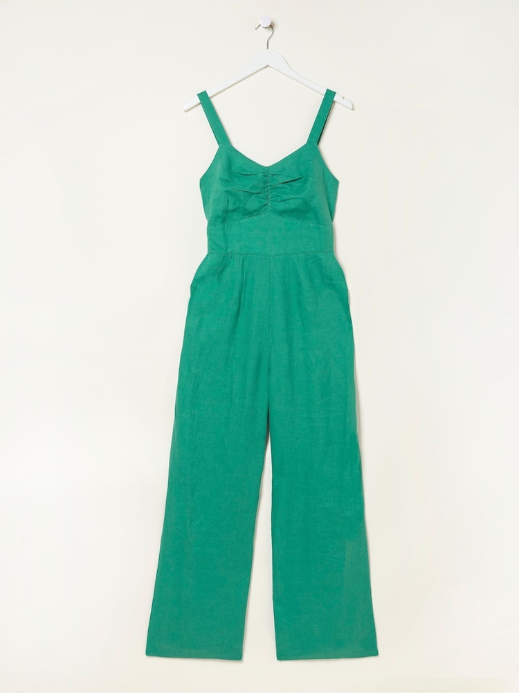 FatFace Green Linen Vic Jumpsuit - Image 5 of 5
