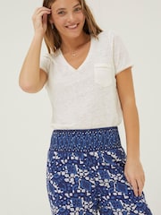 FatFace Natural Linen Maggie T-Shirt - Image 1 of 4