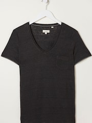 FatFace Black Linen Maggie T-Shirt - Image 5 of 5