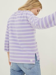 FatFace Purple Amari Stripe Crew Sweatshirt - Image 2 of 5