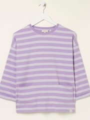FatFace Purple Amari Stripe Crew Sweatshirt - Image 5 of 5