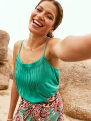 FatFace Green Sian Cami Vest - Image 1 of 6
