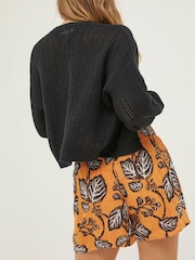 FatFace Black Crochet Anna Short Cardigan - Image 2 of 5