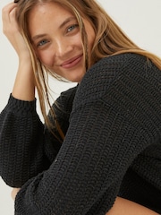 FatFace Black Crochet Anna Short Cardigan - Image 4 of 5