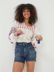FatFace Dark Blue Paige Denim Shorts - Image 1 of 5