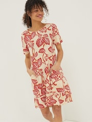 FatFace Natural Simone Vine Jersey Dress - Image 1 of 6