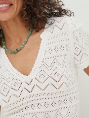 FatFace White Knitted Chiara Top - Image 5 of 6