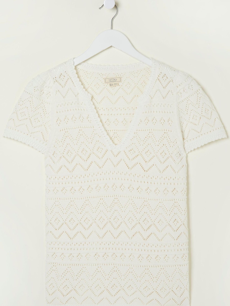 FatFace White Knitted Chiara Top - Image 6 of 6