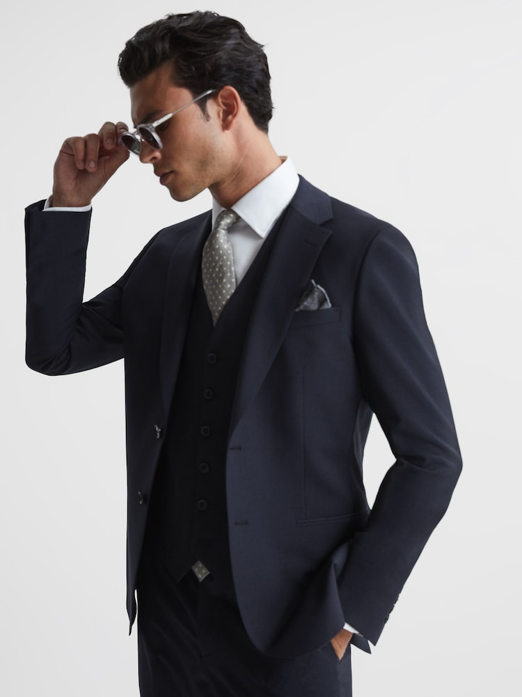 Reiss Navy Hope Modern Fit Travel Blazer - Image 1 of 11