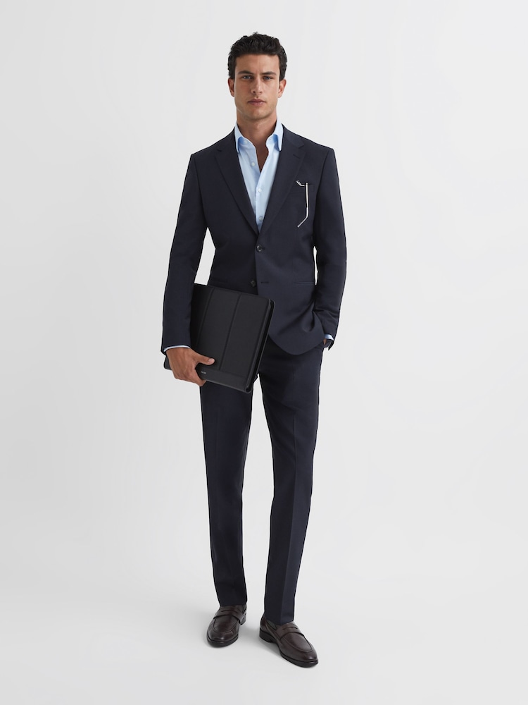 Reiss Navy Hope Modern Fit Travel Blazer - Image 4 of 7