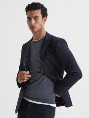Reiss Navy Hope Modern Fit Travel Blazer - Image 5 of 7