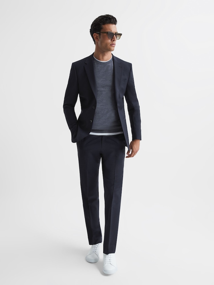 Reiss Navy Hope Modern Fit Travel Blazer - Image 6 of 7