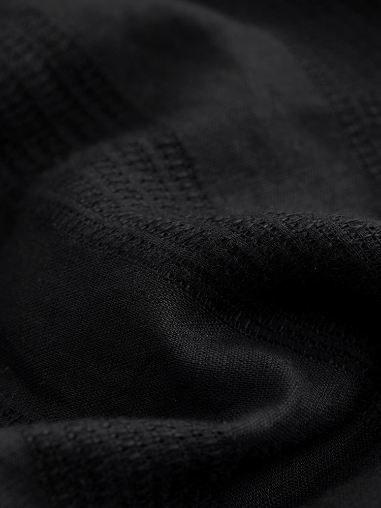 Black Linen Blend V-Neck Summer Top - Image 6 of 6