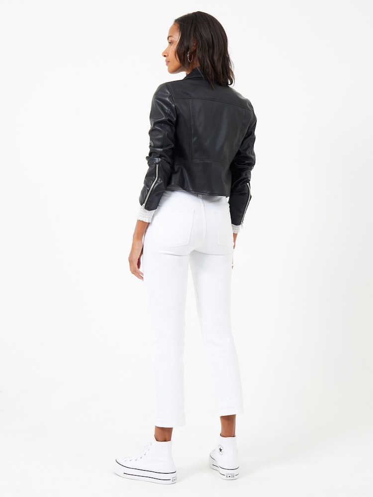 French Connection Black PU Leather Etta Biker Jacket - Image 2 of 3