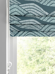 MissPrint Blue 100% Cotton Frontier Made to Measure Roman Blind - Image 2 of 6