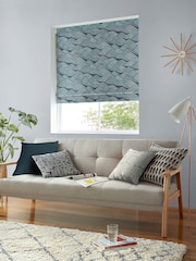 MissPrint Blue 100% Cotton Frontier Made to Measure Roman Blind - Image 5 of 6
