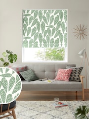 MissPrint Green 100% Cotton Tropics Foliage Made to Measure Roman Blind - Image 1 of 6