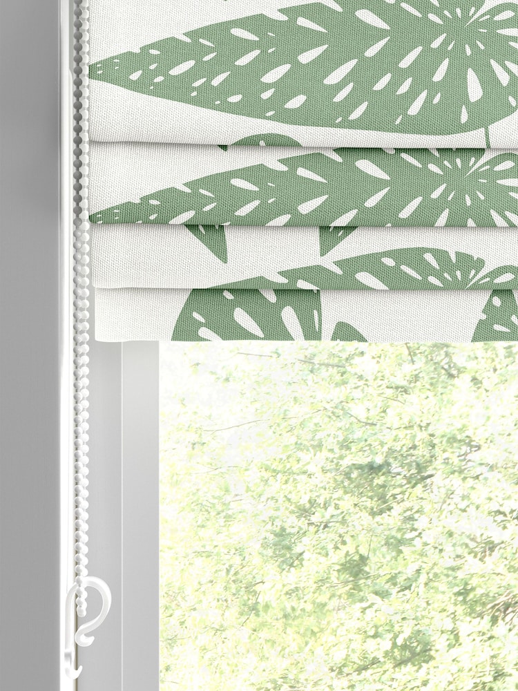 MissPrint Green 100% Cotton Tropics Foliage Made to Measure Roman Blind - Image 2 of 6