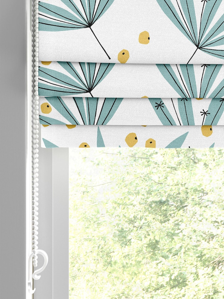 MissPrint White 100% Cotton Wildflower Tidy Tips Made to Measure Roman Blind - Image 2 of 6
