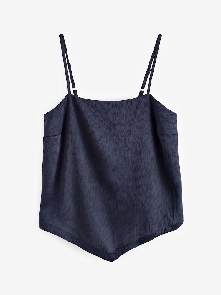 Navy Blue Satin Cami Top - Image 1 of 1 Navy Blue Satin Cami Top - Image 1 of 1