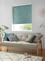 MissPrint Blue 100% Cotton Bloom Made to Measure Roman Blind - Image 5 of 6