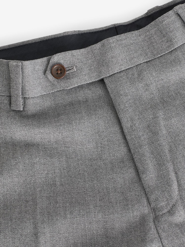 Grey Regular Fit Herringbone Trousers - Image 3 of 3