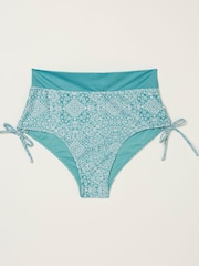 FatFace Blue Bandana High Waist Bikini Bottoms - Image 7 of 7
