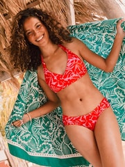 FatFace Pink Ikat Leaves Bikini Bottoms - Image 1 of 5
