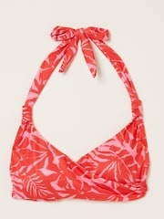 FatFace Pink Ikat Leaves Bikini Top - Image 5 of 5