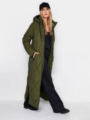 Long Tall Sally Green Longline Diamond Puffer Coat - Image 2 of 4