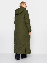 Long Tall Sally Green Longline Diamond Puffer Coat - Image 3 of 4