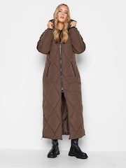 Long Tall Sally Brown Diamond Puffer Coat - Image 10 of 10