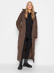 Long Tall Sally Brown Diamond Puffer Coat - Image 3 of 10