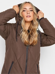 Long Tall Sally Brown Diamond Puffer Coat - Image 4 of 10