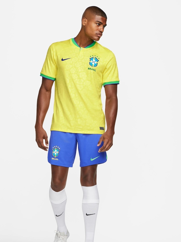 Nike Yellow Brazil Stadium Home Football Shirt - Image 3 of 8