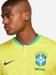 Nike Yellow Brazil Stadium Home Football Shirt - Image 4 of 8
