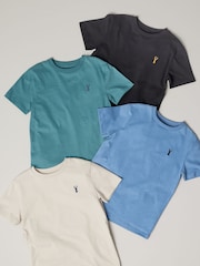 Mineralne barve Zelena/Modra - kratek rokav; s kratkimi rokavi Stag Embroidered majica 4 Pack (3-16yrs) - Slika 2 iz 4