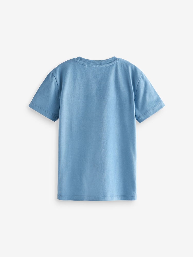 Mineral Green/Blue Short Sleeve Stag Embroidered T-Shirts 4 Pack (3-16yrs) - Image 3 of 4