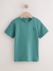 Mineral Green/Blue Short Sleeve Stag Embroidered T-Shirts 4 Pack (3-16yrs) - Image 6 of 10