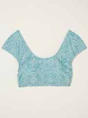 FatFace Blue Bandana Cap Sleeve Bikini Top - Image 5 of 5