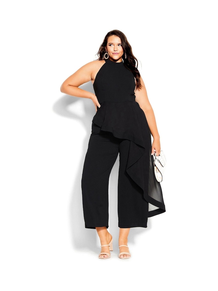 City Chic Black Class Halter Jumpsuit - Image 1 of 4