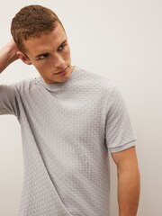 Grey Basket Weave Textured T-Shirt - Image 1 of 4