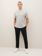 Grey Basket Weave Textured T-Shirt - Image 3 of 4