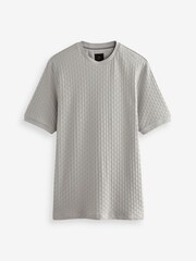 Grey Basket Weave Textured T-Shirt - Image 4 of 4