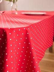 Red Spot Wipe Clean 100% Cotton Table Cloth - Image 2 of 3