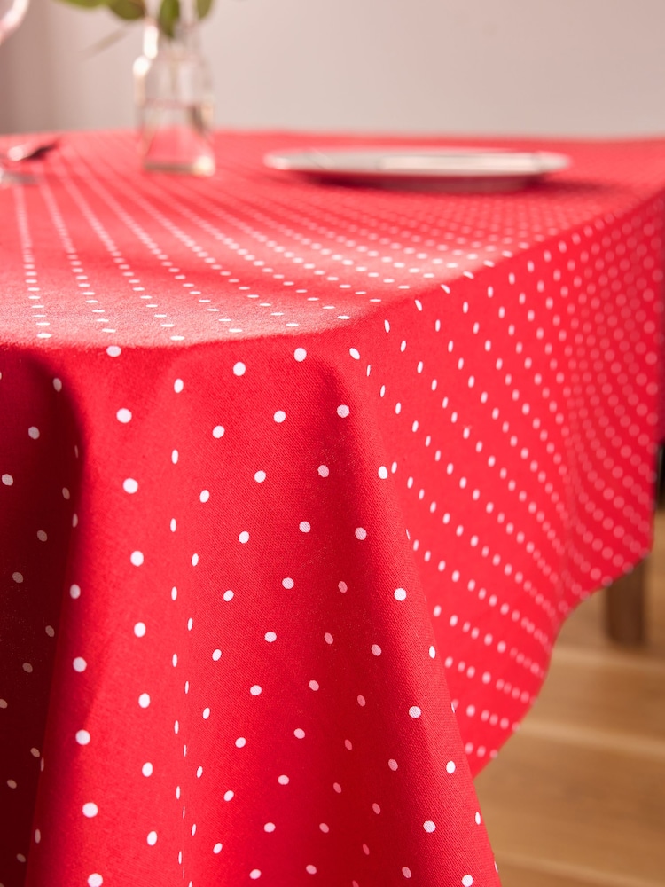 Red Spot Wipe Clean 100% Cotton Table Cloth - Image 2 of 3