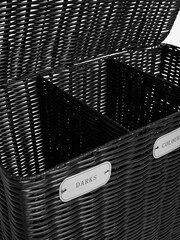 Black Wicker Laundry Sorter Basket - Image 2 of 6